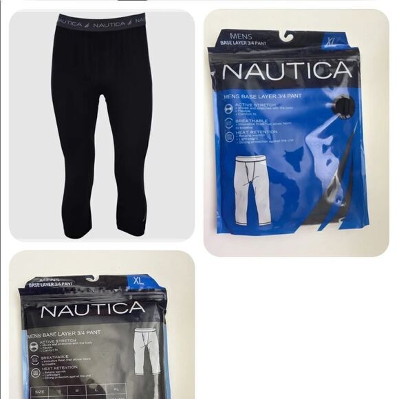 🔥Nautica Mens 3/4 Compression Pants Dry Cool Sports Baselayer Running Workout - Picture 2 of 3